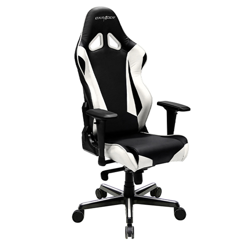 DXRacer R-Series RV001/NW - Silla para Gamer Ajustable, Soporte Cuello/Lumbar, Inclinación 135°, Ruedas de 3