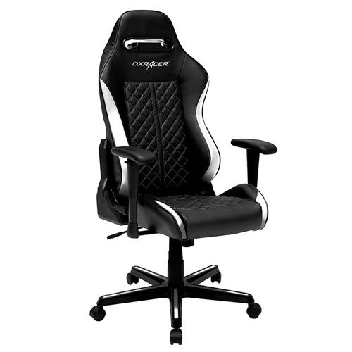 DXRacer D-Series DH73/NW - Silla para Gamer Ajustable, Soporte Cuello/Lumbar, Inclinación 135°, Ruedas Silenciosas, Negro/Blanco