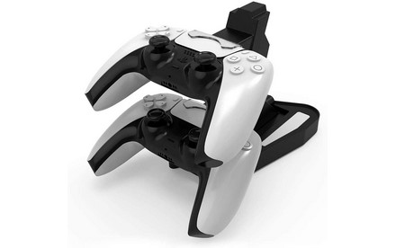 PS5 Controlador Cargador, Playstation 5 PS5 Controlador Soporte de estación de carga de carga, estación de carga rápida e indicador LED para Sony DUALSHOCK PS5 controlador (negro y transparente) - Accesorios