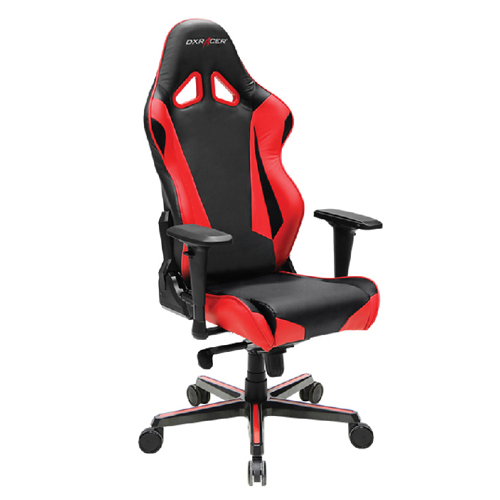 DXRacer R-Series RV001/NR - Silla para Gamer Ajustable, Soporte Cuello/Lumbar, Inclinación 135°, Ruedas de 3