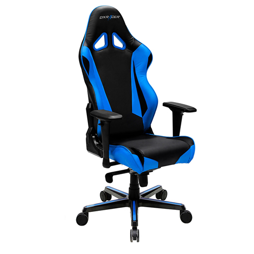 DXRacer R-Series RV001/NB - Silla para Gamer Ajustable, Soporte Cuello/Lumbar, Inclinación 135°, Ruedas de 3