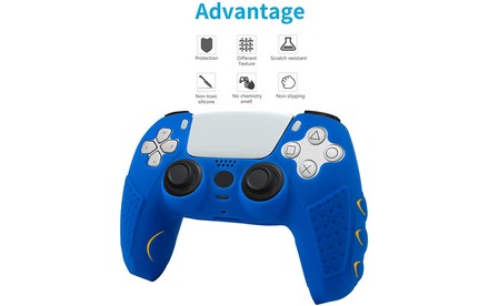 Cybcamo PS5 Controller Grip, antideslizante Comfort Silicona Skin Cover Protector Case para Playstation 5 DualSense Controller con 6 joysticks Caps (Azul)