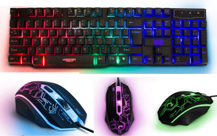 Teclado, mouse, mouse pad y auriculares para juegos, con cable LED RGB retroiluminado para PC Gamers y usuarios de Xbox y PS4 - Edición 4 en 1 Hornet RX-250 - Accesorios