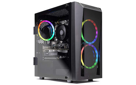 Computadora de escritorio para videojuegos Ryzen 5 2600 6 núcleos 3.4 GHz, NVIDIA GeForce GTX 1660 TI 6G, 500G SSD, 8GB DDR4, RGB, AC WiFi, Windows 10 Home 64 bits - Desktop