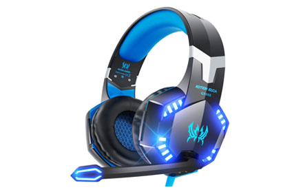 Auriculares para PS5, PS4, PC, Xbox One, sonido envolvente con micrófono, luz LED, portátil con interruptor - Accesorios