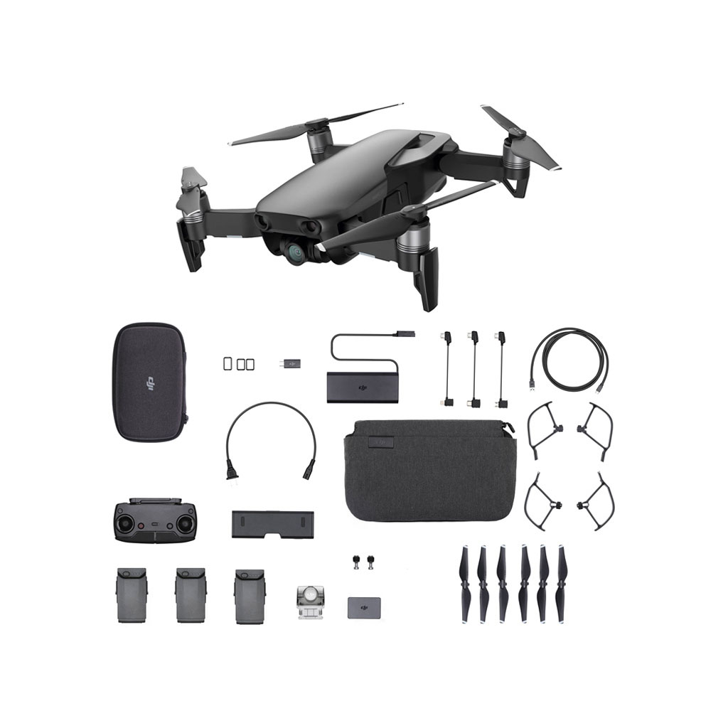 DJI Mavic Air Fly More Combo Onyx Black - Cuadricóptero, Drone con Cámara de 3-axis Gimbal, Pixeles efectivos: 12MP, Sensor 1/2.3, 4K UHD, Incluye: Maletín, 6x Hélices, 1x Protector de Hélice, 3x Baterías, Control Remoto, Cargador, Estuche, Negro