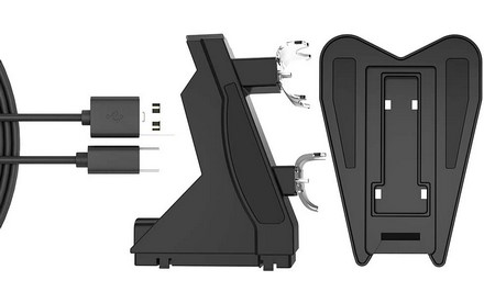 PS5 Controlador Cargador, Playstation 5 PS5 Controlador Soporte de estación de carga de carga, estación de carga rápida e indicador LED para Sony DUALSHOCK PS5 controlador (negro y transparente) - Accesorios