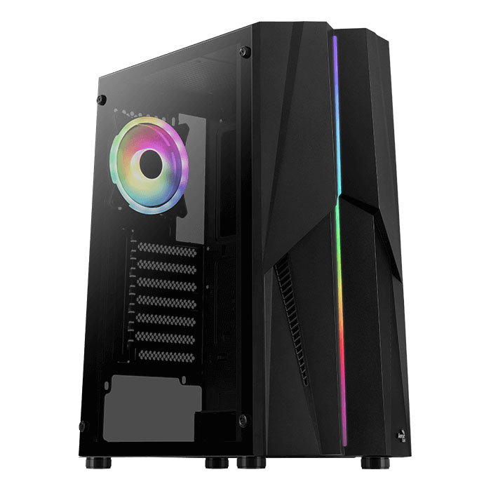 CHASIS AEROCOOL MECHA-G-BK-V2 / ARGB FAN X1 USB3.0 X2 GLASS EDITION -BLACK