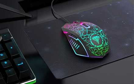 Ratón óptico USB para computadora con retroiluminación RGB, 4 ppp ajustables hasta 2400, mouse ergonómico para computadora portátil Gamer con 6 botones programables - Accesorios