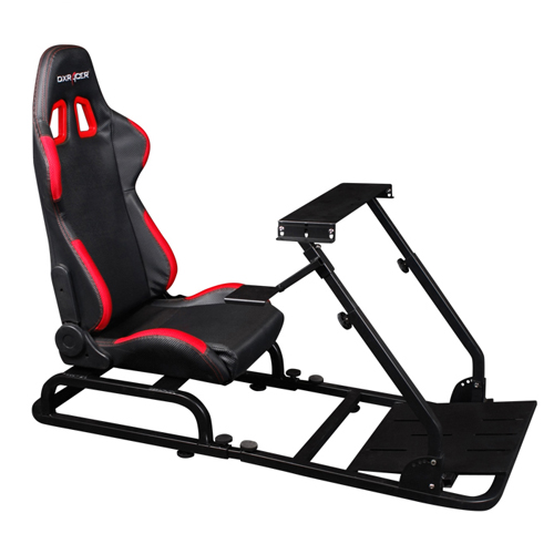 DXRacer PS-F03-NR-2 - Silla para gamers Simuladora de Manejo de Carreras, Montaje para Volante, Pedales y Cambios, Negro/Rojo