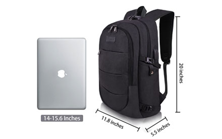 Mochila para computadora portátil, resistente al agua, antirrobo, con puerto de carga USB y candado - Accesorios