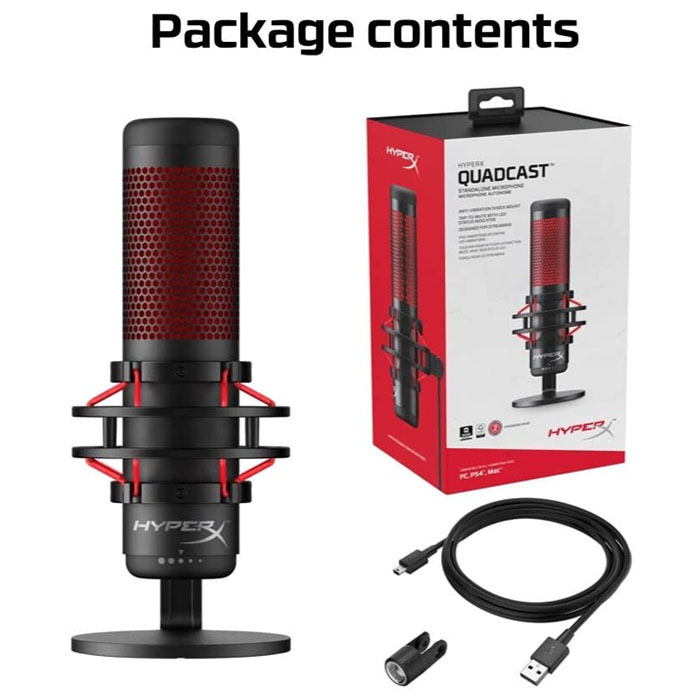 HyperX Quadcast Micrófono USB - USB PC, PS4, MAC / Negro