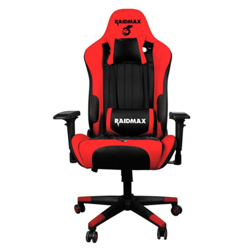 Raidmax Drakon DK-707 - Silla para gamers ajustable, Descansa brazos 4D, estructura de acero, soporte cuello/lumbar, 180°, Rojo/Negro