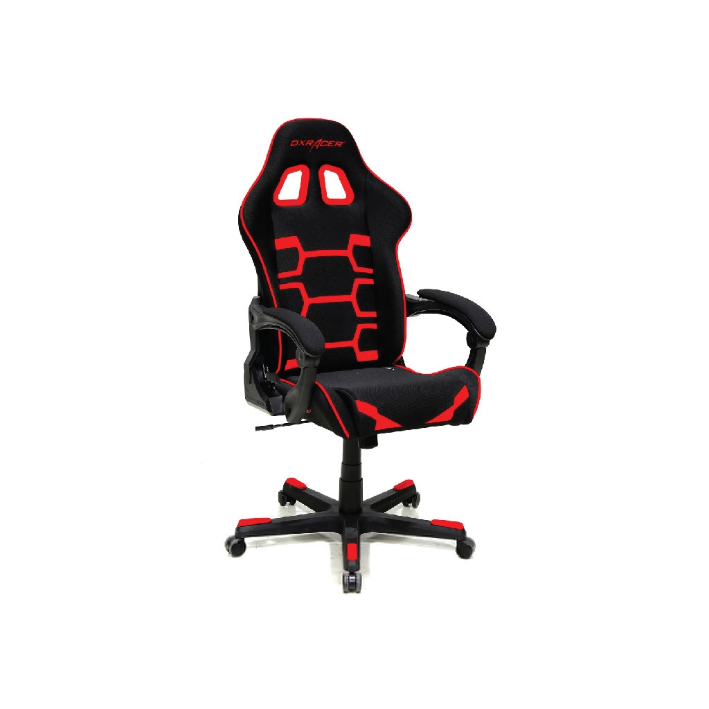 DXRacer O-Series OA168/NW - Silla para Gamer Ajustable, Base de Nilon, Soporte Cuello/Lumbar, Inclinación 175°, Ruedas Silenciosas, Negro/Rojo