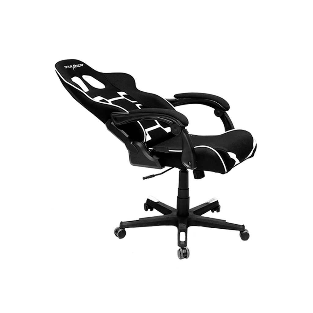 DXRacer O-Series OA168/NW - Silla para Gamer Ajustable, Base de Nilon, Soporte Cuello/Lumbar, Inclinación 175°, Ruedas Silenciosas, Negro/Blanco