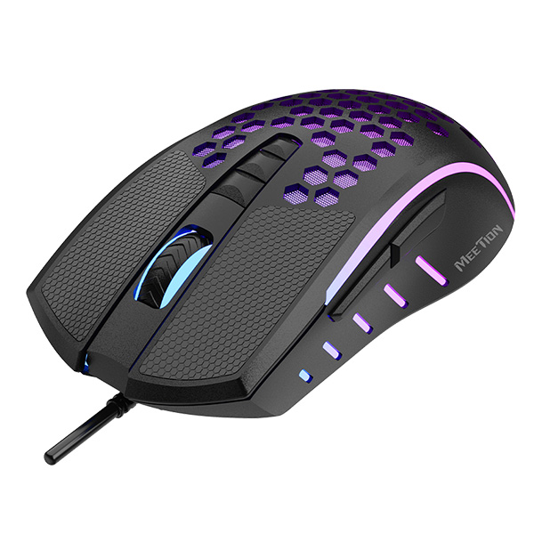 Meetion GM015 Mouse Para Videojuegos (Gaming) - RGB / Liviano / 7 Botones / Negro