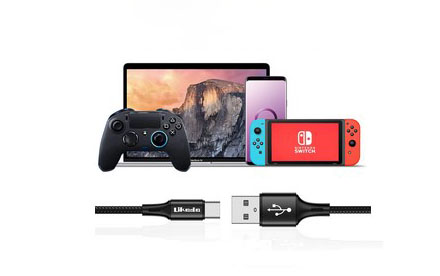 Cable de carga PS5, cable de carga USB tipo C, cable de carga trenzado de nailon de sincronización rápida de datos compatible con Playstation 5 DualSense, Nintendo Switch/Switch Lite, Xbox Series X/Series S Controller