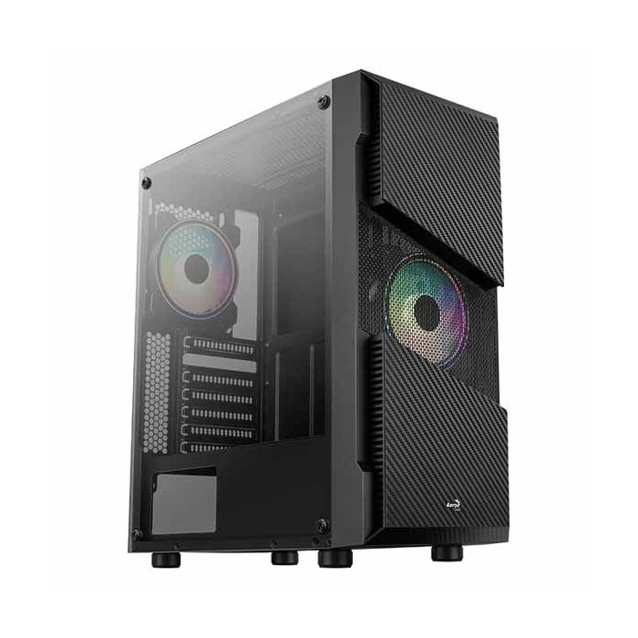 CHASIS AEROCOOL MENACE SATURN RGB-G-BK-V1 / 2 PCS MENACE SATURN RGB FAN, USB3.0 X 2 GLASS EDITION -BLACK